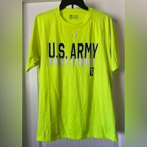 Under Armour Neon Yellow Men's Shirt U.S. Army Strong Airborne Print (L)